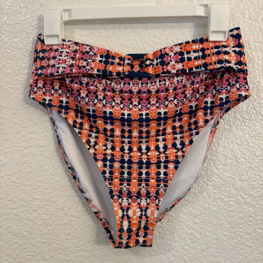 Jessica Simpson High Waist Bikini Bottom Women Size M Fuchsia‎ Multi Swim
